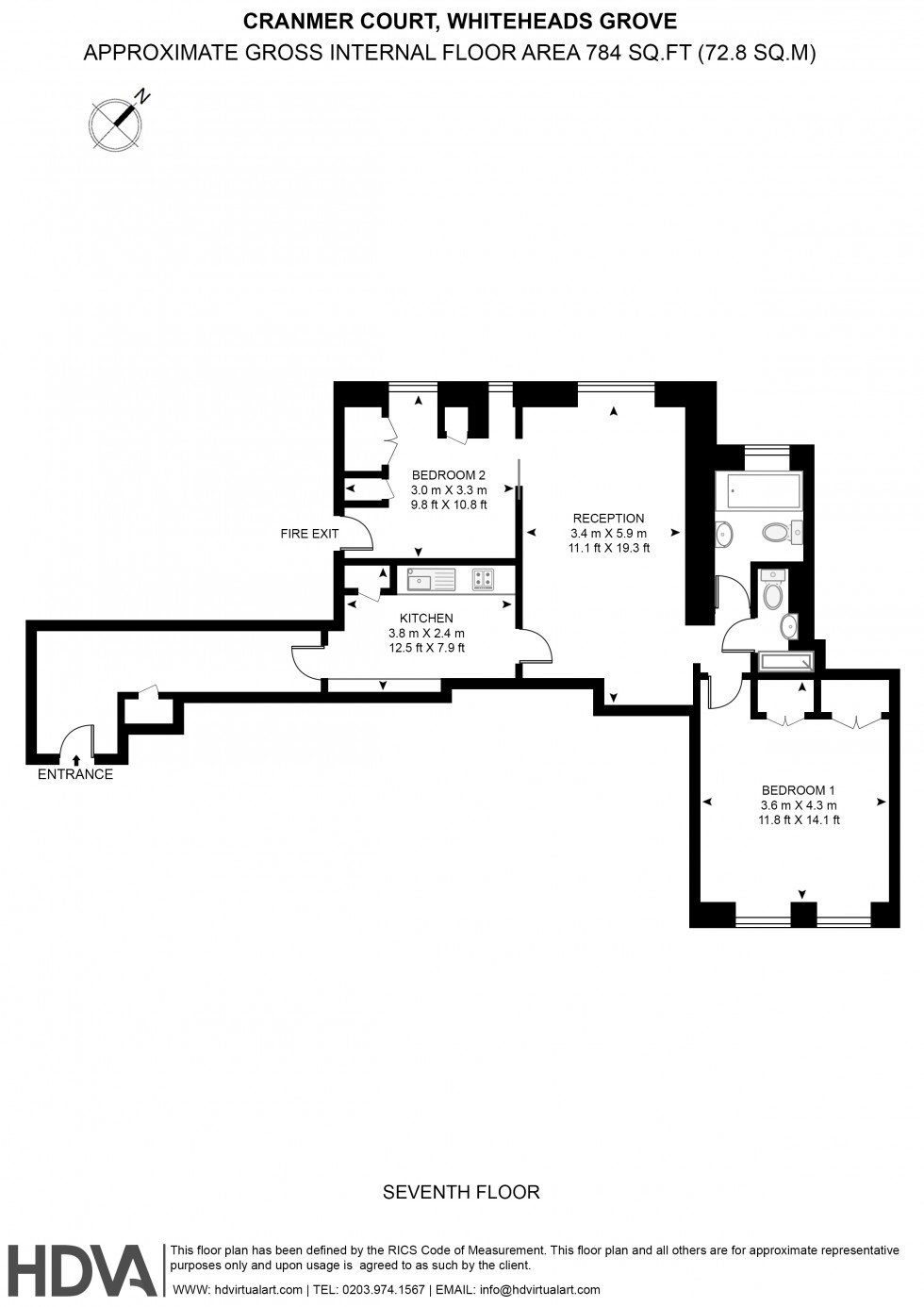 Floorplan for Cranmer Court, Whiteheads Grove, London